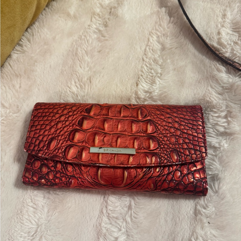 Brahmin modern checkbook wallet- crimson Melbourne